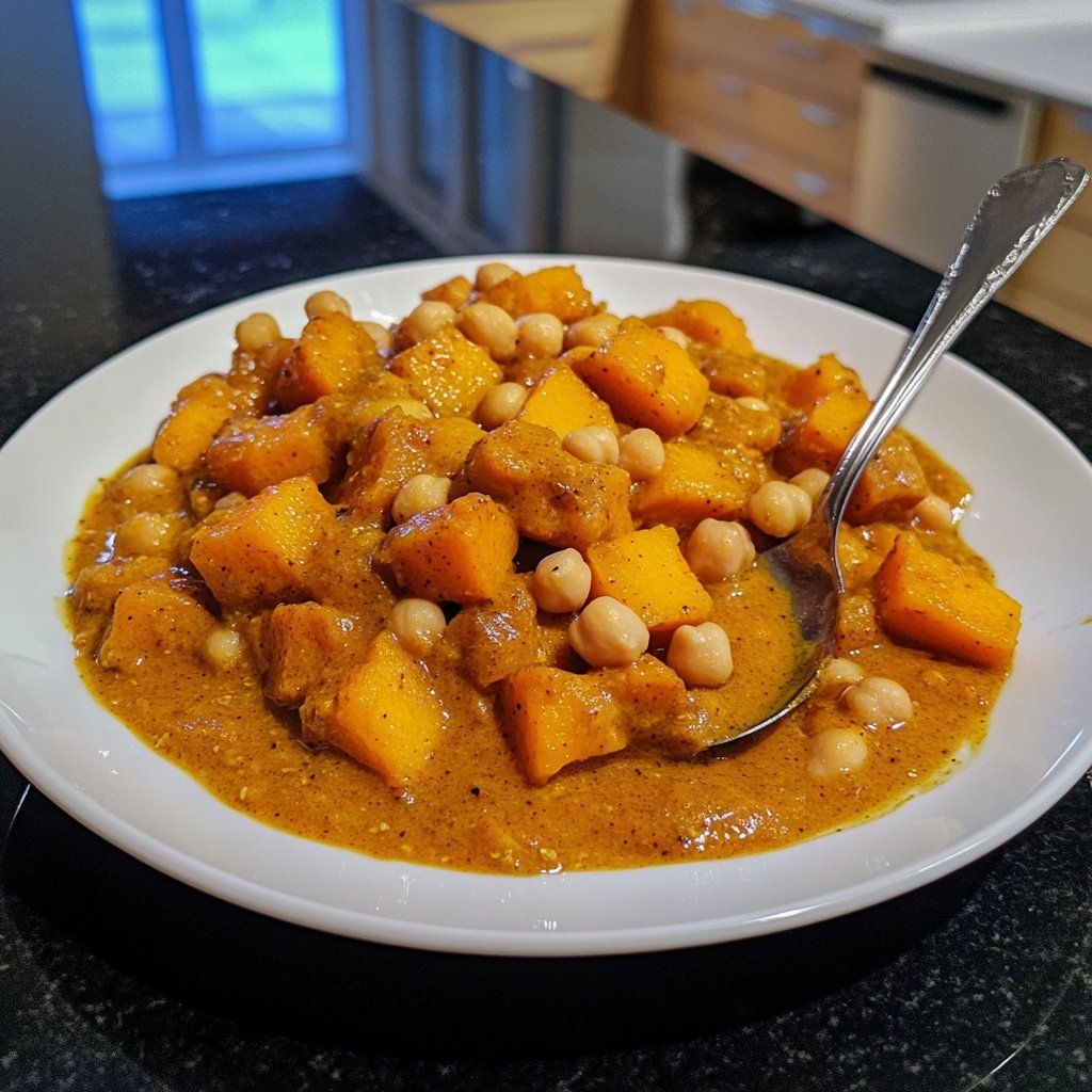 Curry mit Kürbis und Kichererbsen