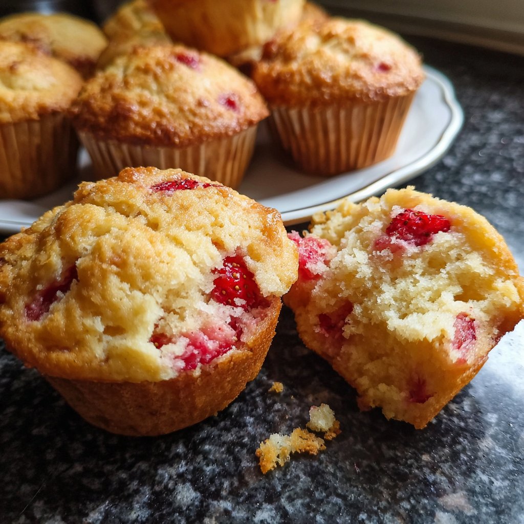Muffins mit Erdbeerstückchen