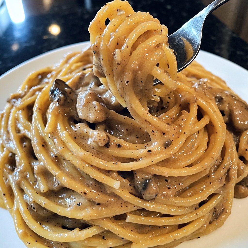 Spaghetti mit cremiger Pilzsauce