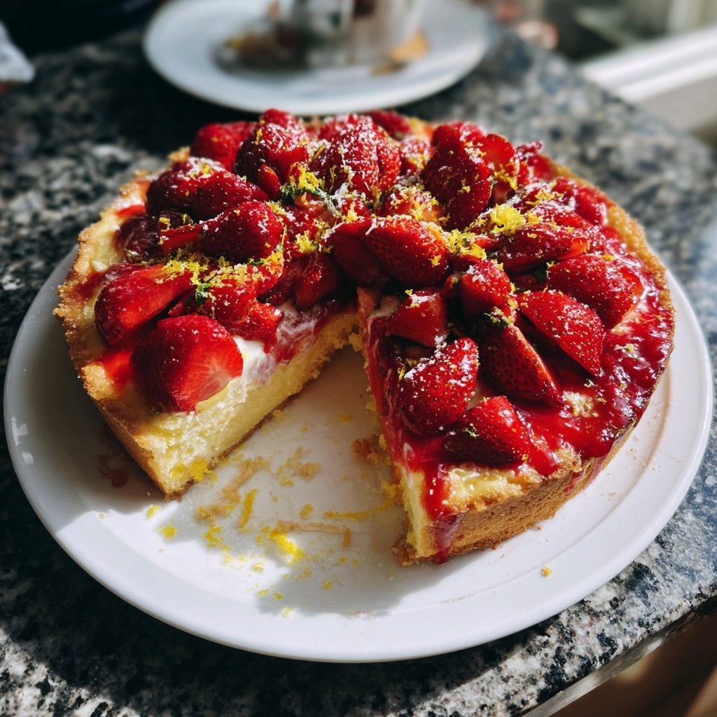 Erdbeerkuchen Mit Frischer Zitronenschale