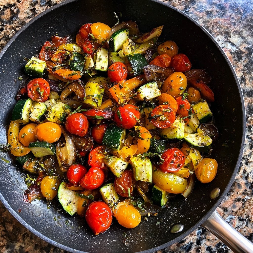 Vegetarische Gemüsepfanne Mediterran