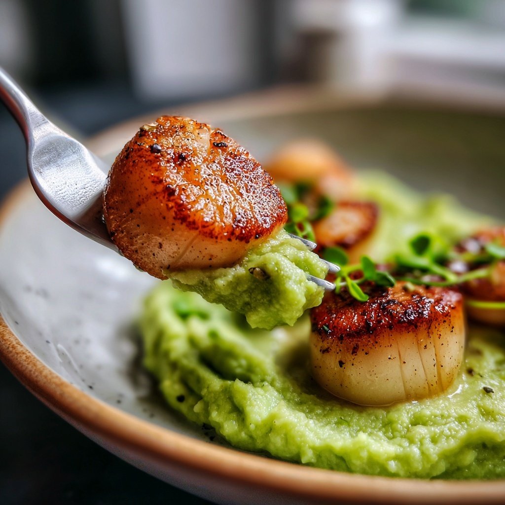 Jakobsmuscheln auf Erbsenpüree