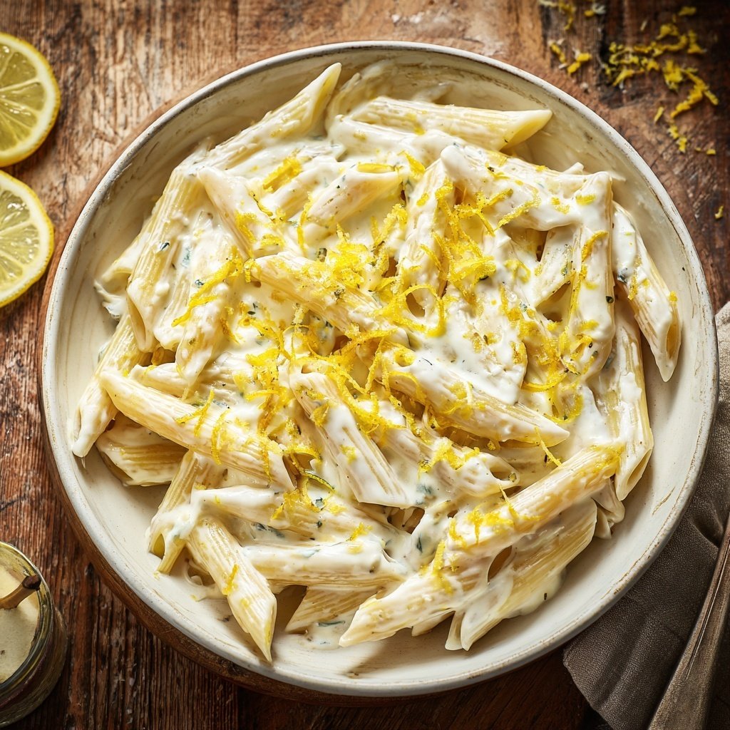 Penne mit Ricotta und Zitrone