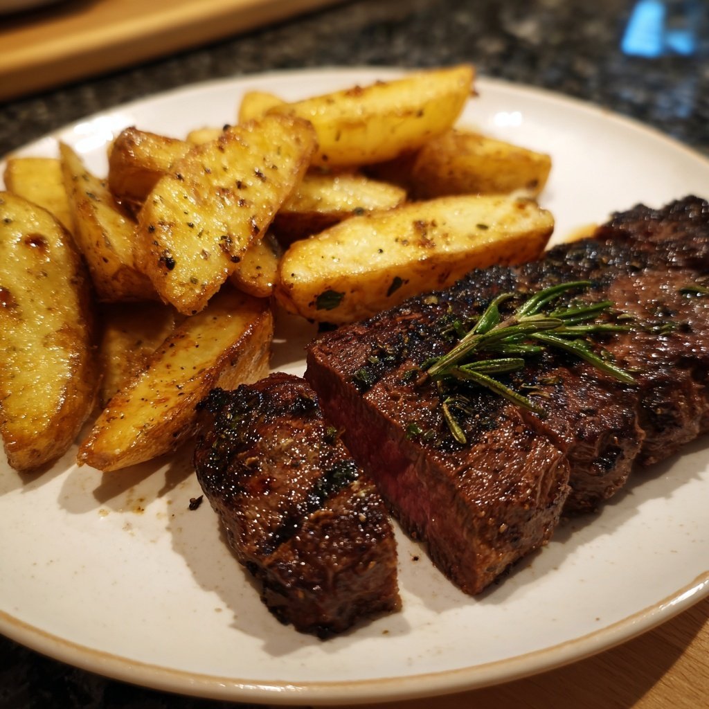 Steak mit Rosmarinkartoffeln